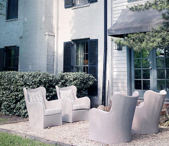 Outdoor seating area, chairs by Janus et Cie.
