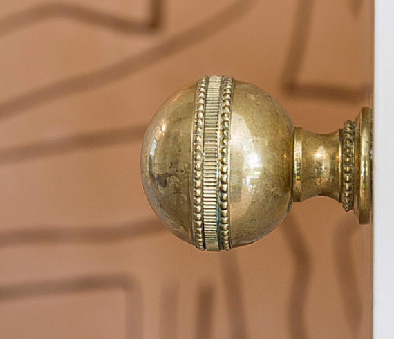 Unlacquered brass knob detail.